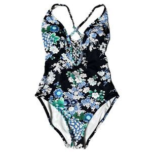 Leilani Aruba Cross Back Adjustable Strap Floral One Piece Style Y720285 Size 6